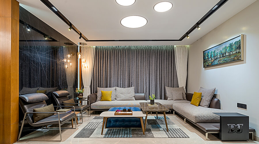 Modern balcony lounge interior design for luxury residential project