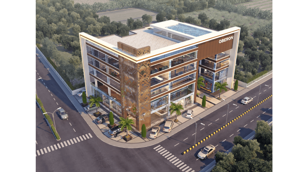 Commercial property architectural exterior view rendering 3