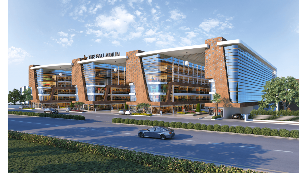 Modern commercial architecture facade detail rendering 4