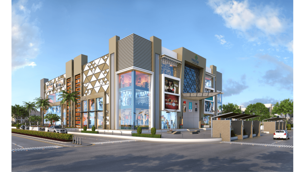 Commercial building entrance architectural design rendering 5