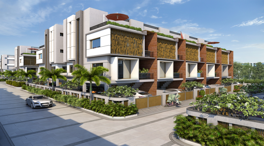 Contemporary multi-residential housing development architectural render