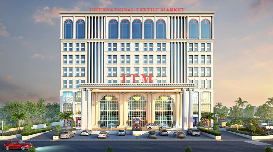Glass facade architecture for modern commercial high-rise building