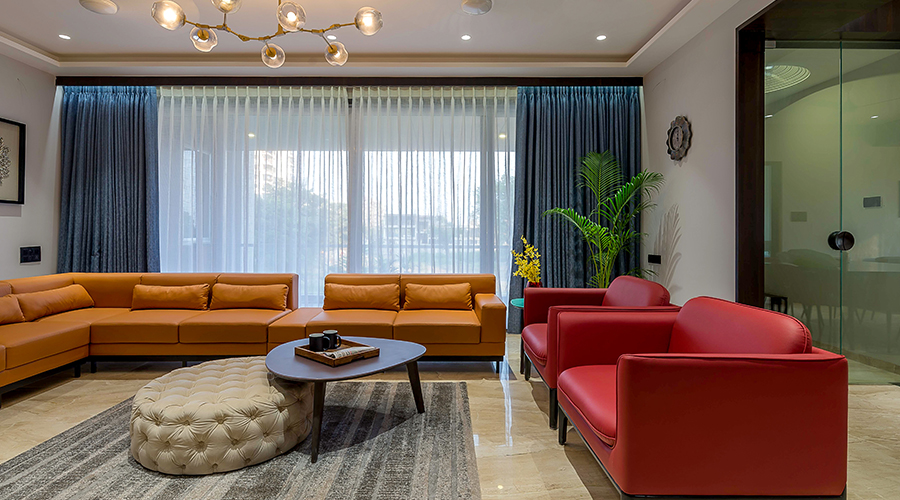 Custom lounge seating area in residential interior architecture project